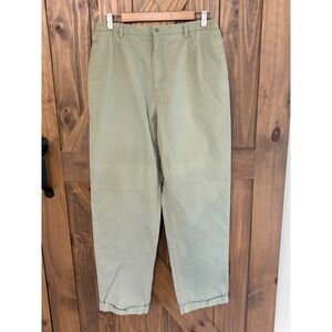 Lands End Vintage Chinos Sage Green Cotton Elastic Back Cuffed Pants RN 62830